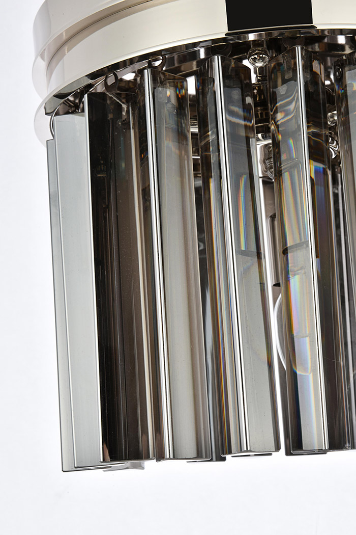 Elegant Crystal Prism 6 Light Flush Mount - Polished Nickel/Silver, L 12" (1208F12PN-SS-RC)
