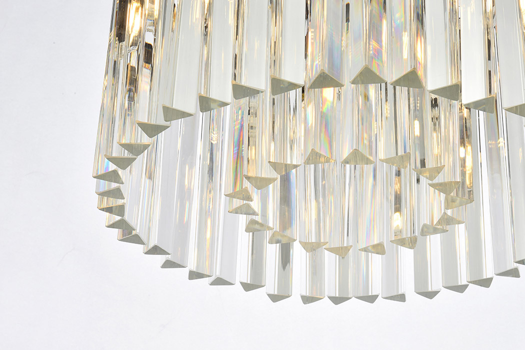 Elegant Crystal Prism 6 Light Flush Mount - Matte Black, L 20" (1208F20MB-RC)