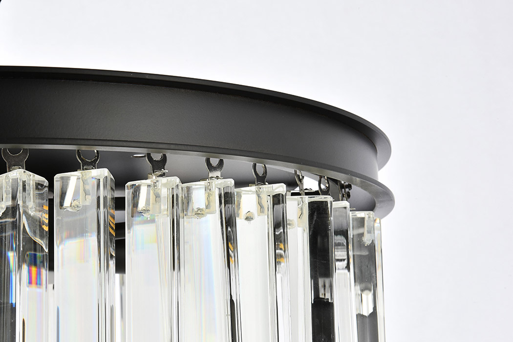 Elegant Crystal Prism 6 Light Flush Mount - Matte Black, L 20" (1208F20MB-RC)