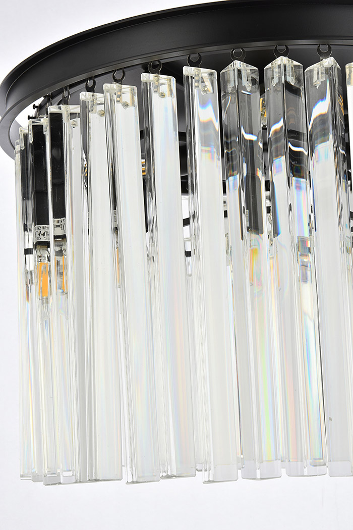 Elegant Crystal Prism 6 Light Flush Mount - Matte Black, L 20" (1208F20MB-RC)