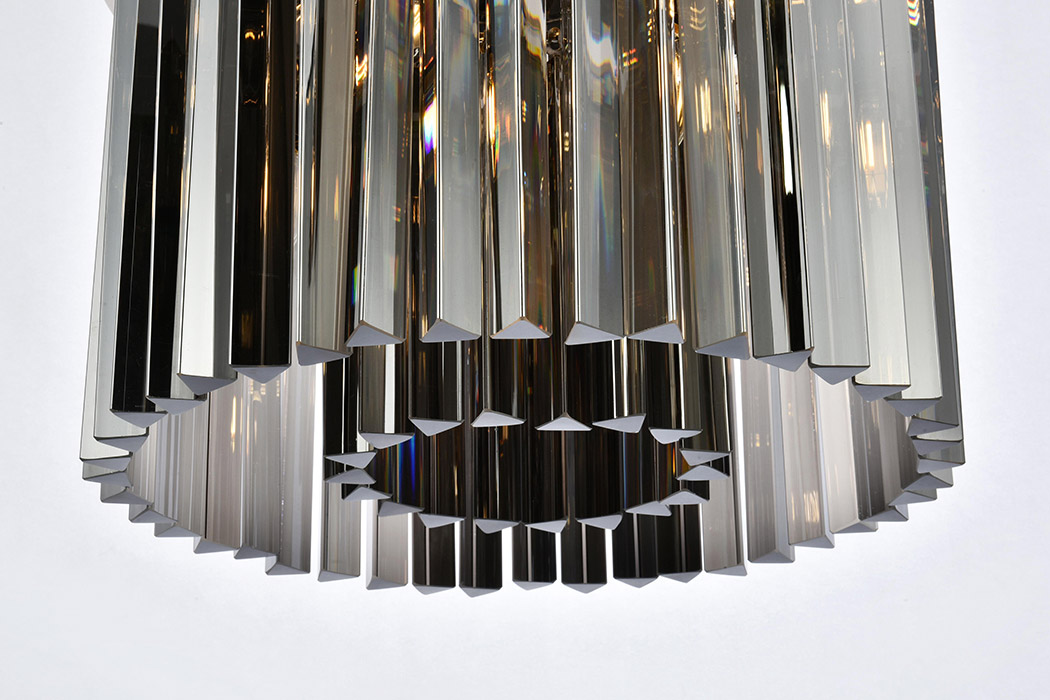 Elegant Crystal Prism 6 Light Flush Mount - Polished Nickel/Silver, L 20" (1208F20PN-SS-RC)