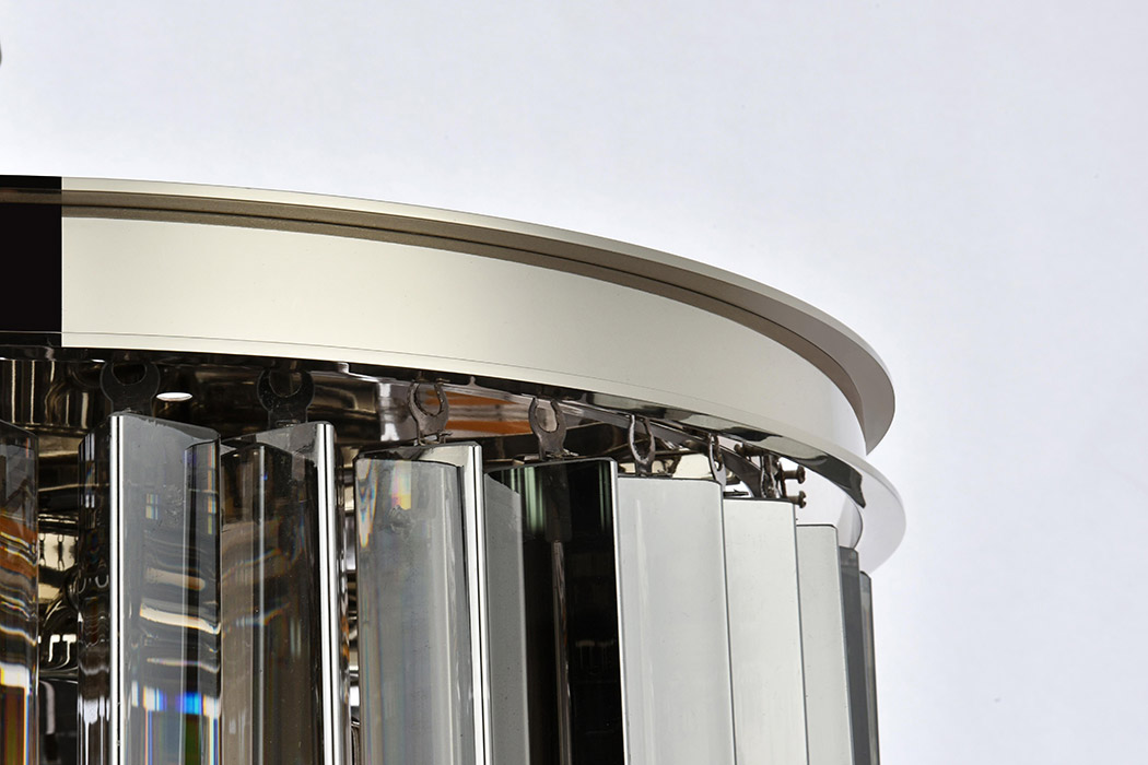Elegant Crystal Prism 6 Light Flush Mount - Polished Nickel/Silver, L 20" (1208F20PN-SS-RC)