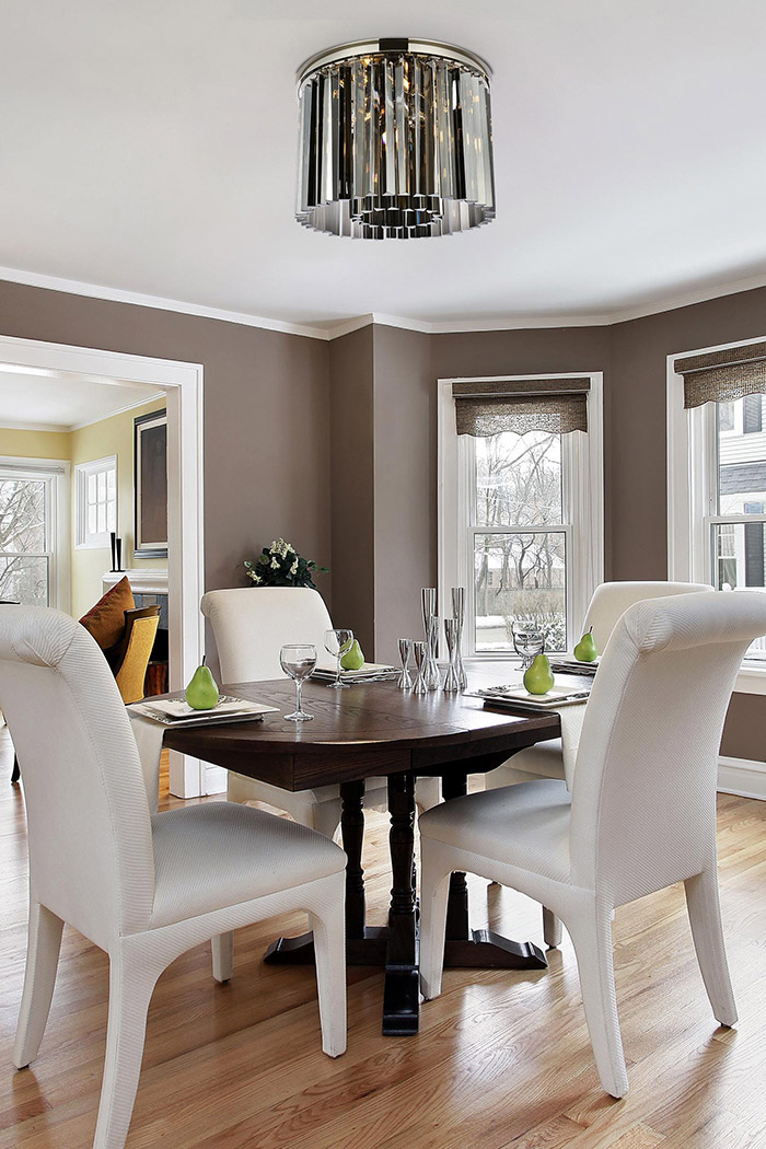 Elegant Crystal Prism 6 Light Flush Mount - Polished Nickel/Silver, L 20" (1208F20PN-SS-RC)