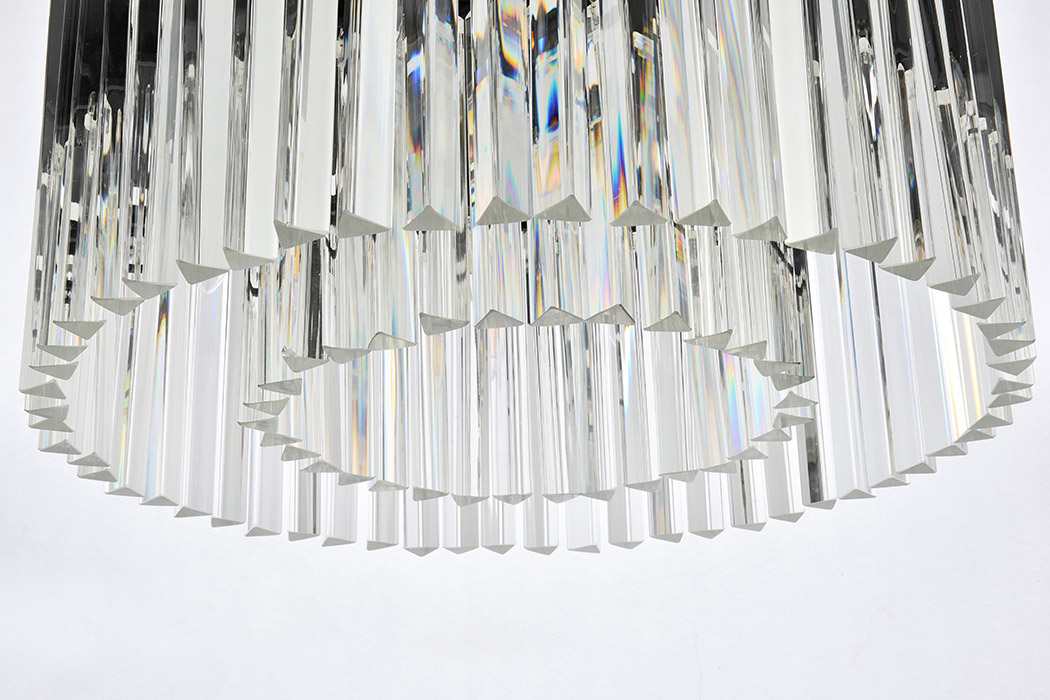 Elegant Crystal Prism 6 Light Flush Mount - Matte Black, L 26" (1208F26MB-RC)