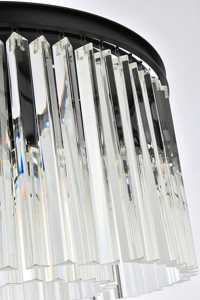 Elegant Crystal Prism 6 Light Flush Mount - Matte Black, L 26" (1208F26MB-RC)