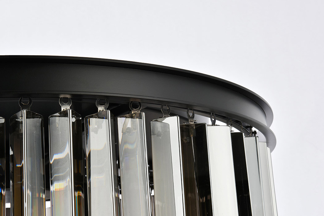 Elegant Crystal Prism 6 Light Flush Mount - Matte Black/Silver, L 26" (1208F26MB-SS-RC)