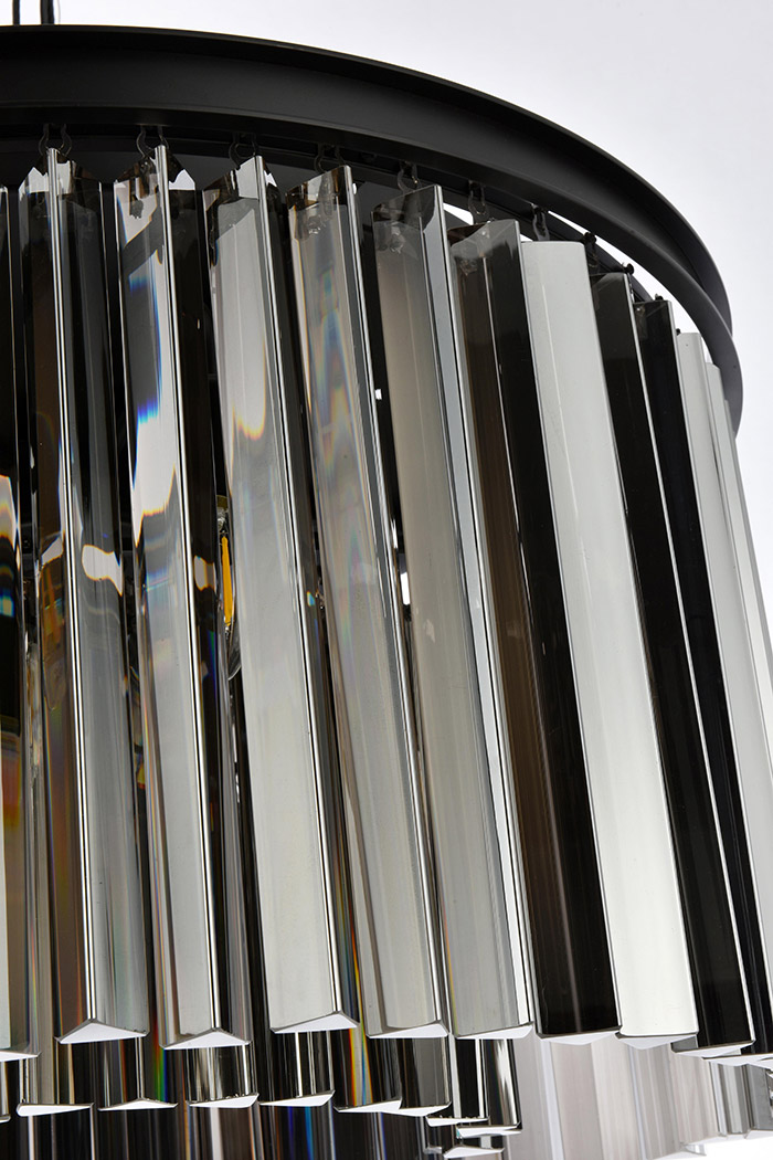 Elegant Crystal Prism 6 Light Flush Mount - Matte Black/Silver, L 26" (1208F26MB-SS-RC)