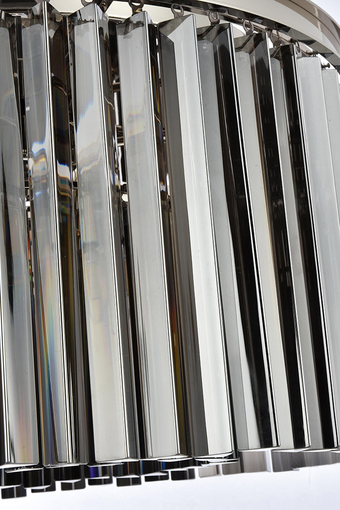 Elegant Crystal Prism 6 Light Flush Mount - Polished Nickel/Silver, L 26" (1208F26PN-SS-RC)