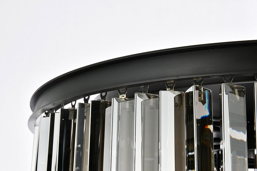 Elegant Crystal Prism 6 Light Flush Mount - Matte Black/Silver, L 31.5" (1208F31MB-SS-RC)