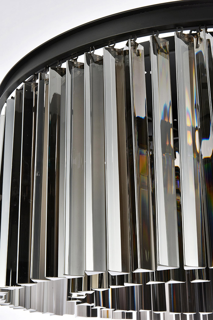 Elegant Crystal Prism 6 Light Flush Mount - Matte Black/Silver, L 31.5" (1208F31MB-SS-RC)