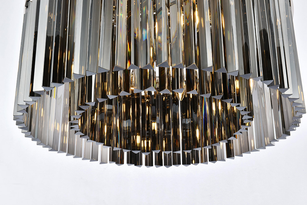 Elegant Crystal Prism 6 Light Flush Mount - Polished Nickel/Silver, L 31.5" (1208F31PN-SS-RC)