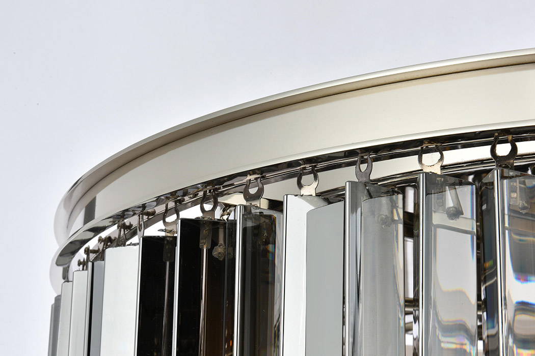 Elegant Crystal Prism 6 Light Flush Mount - Polished Nickel/Silver, L 31.5" (1208F31PN-SS-RC)