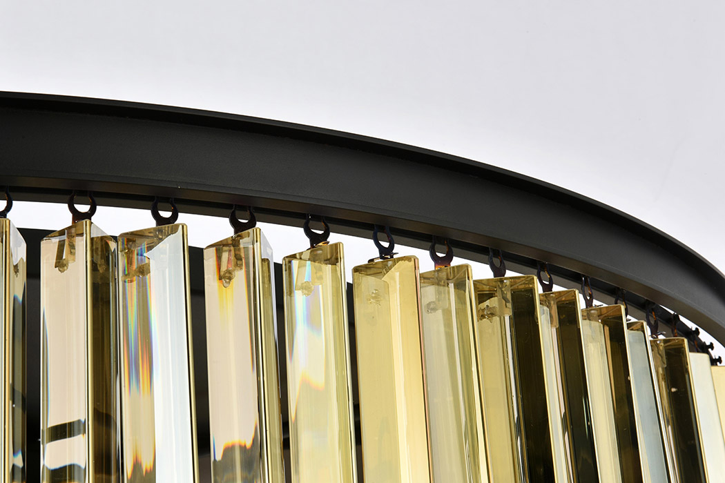 Elegant Crystal Prism 6 Light Flush Mount - Matte Black/Gold, L 43.5" (1208F43MB-GT-RC)