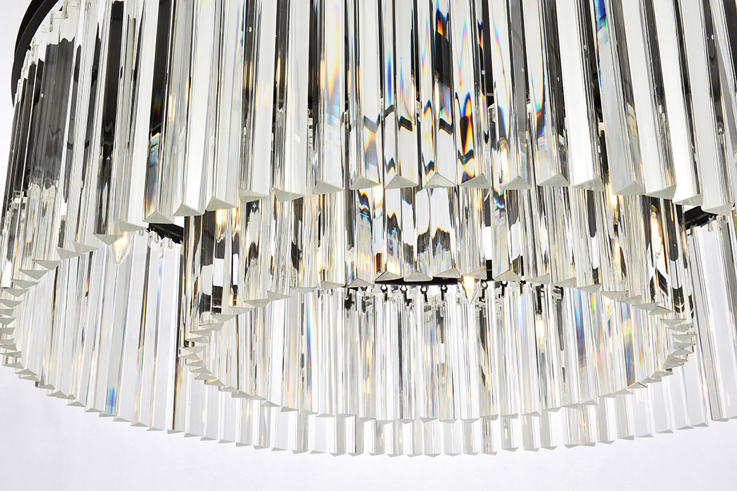 Elegant Crystal Prism 6 Light Flush Mount - Matte Black, L 43.5" (1208F43MB-RC)
