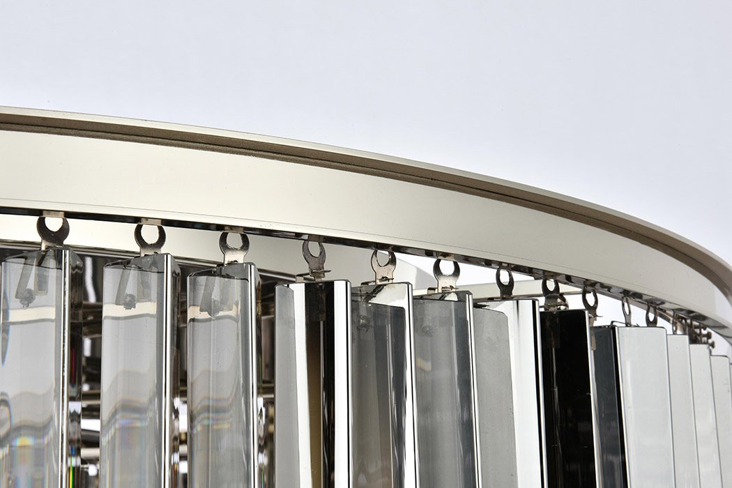 Elegant Crystal Prism 6 Light Flush Mount - Polished Nickel/Silver, L 43.5" (1208F43PN-SS-RC)
