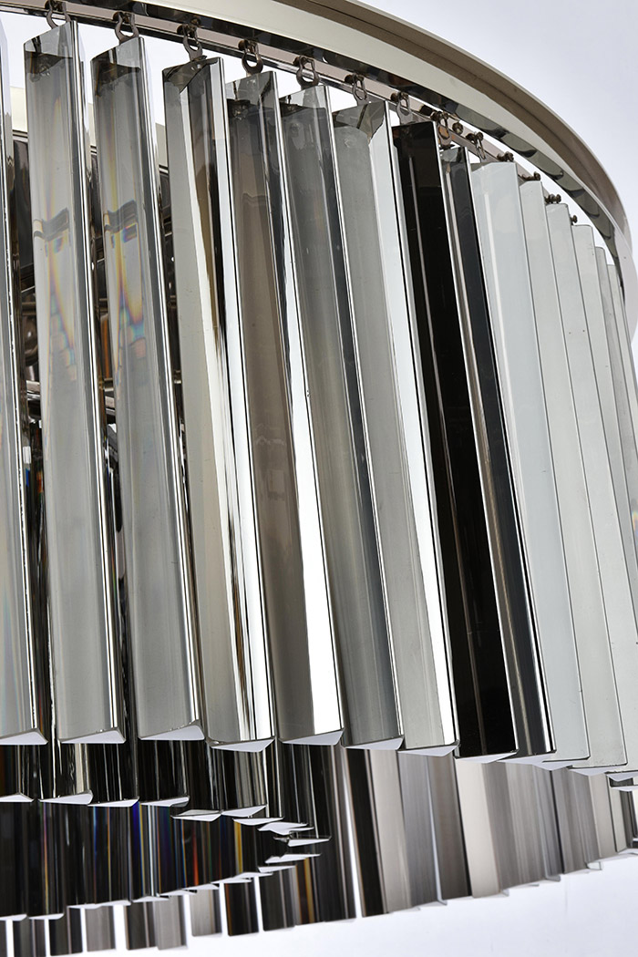 Elegant Crystal Prism 6 Light Flush Mount - Polished Nickel/Silver, L 43.5" (1208F43PN-SS-RC)