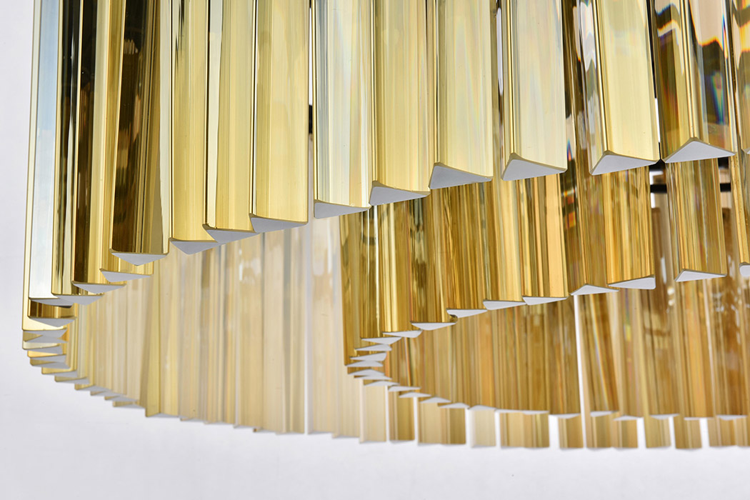 Elegant Crystal Prism 6 Light Round Chandelier - Matte Black/Gold, L 43" (1208G43MB-GT-RC)