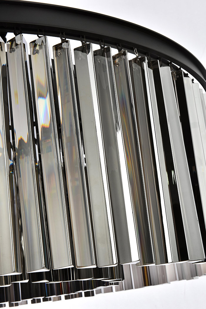 Elegant Crystal Prism 6 Light Round Chandelier - Matte Black/Silver, L 43" (1208G43MB-SS-RC)
