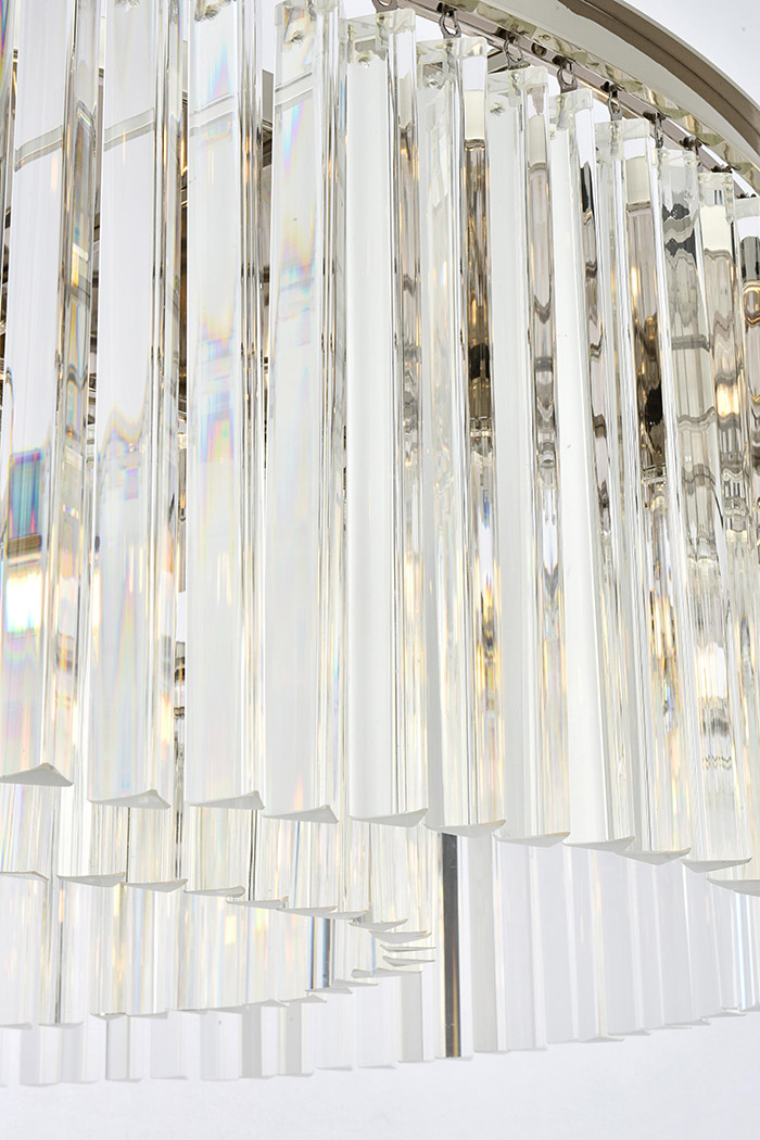 Elegant Crystal Prism 6 Light Round Chandelier - Polished Nickel, L 43" (1208G43PN-RC)