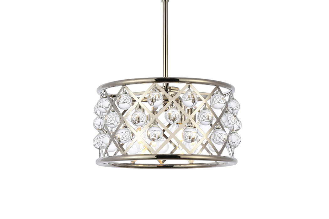 Elegant Crystal Grid Hoop 3 Light Chandelier - Polished Nickel, L 16" (1213D16PN-RC)