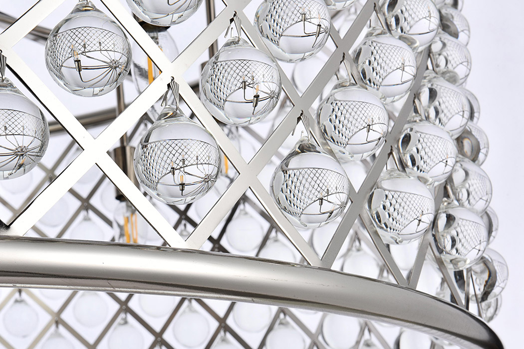 Elegant Crystal Grid Hoop 3 Light Chandelier - Polished Nickel, L 43" (1213G43PN-RC)