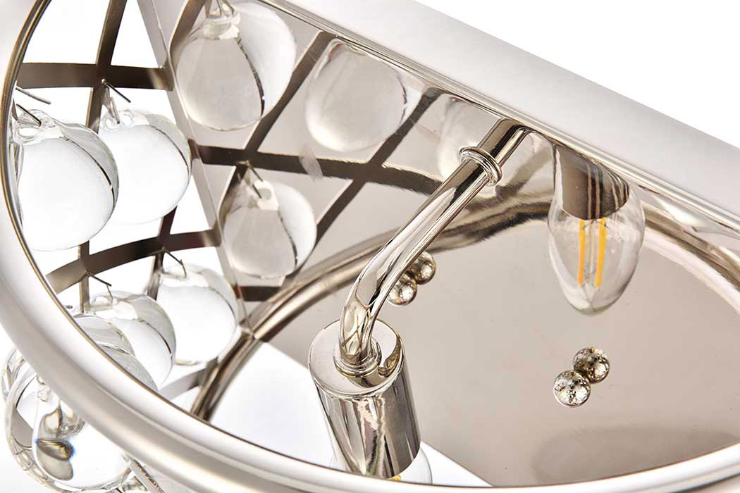 Elegant Crystal Grid 1 Light 11.5" Glass Wall Sconce - Polished Nickel (1213W11PN-RC)