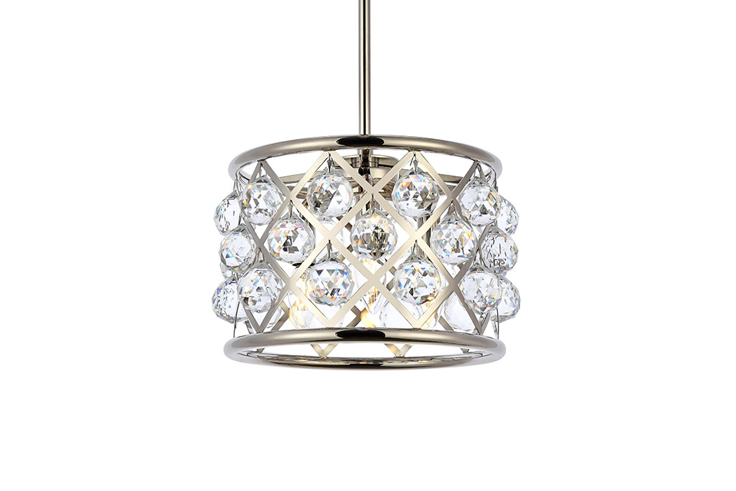 Elegant Crystal Grid Hoop 3 Light Chandelier - Polished Nickel, L 12" (1214D12PN-RC)