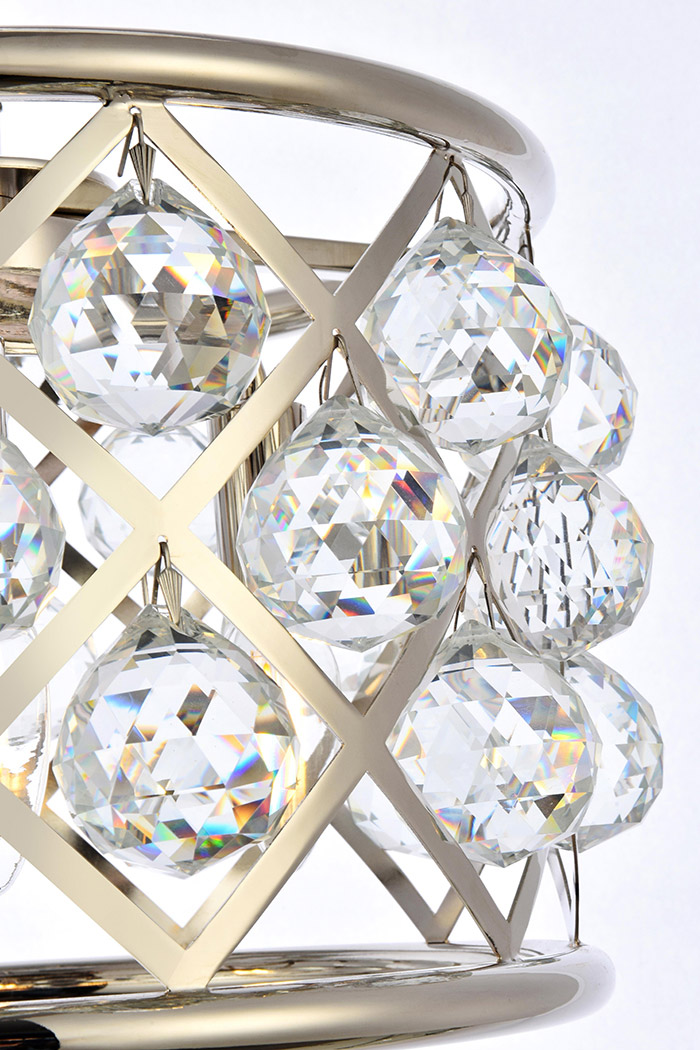 Elegant Crystal Grid Hoop 3 Light Chandelier - Polished Nickel, L 12" (1214D12PN-RC)