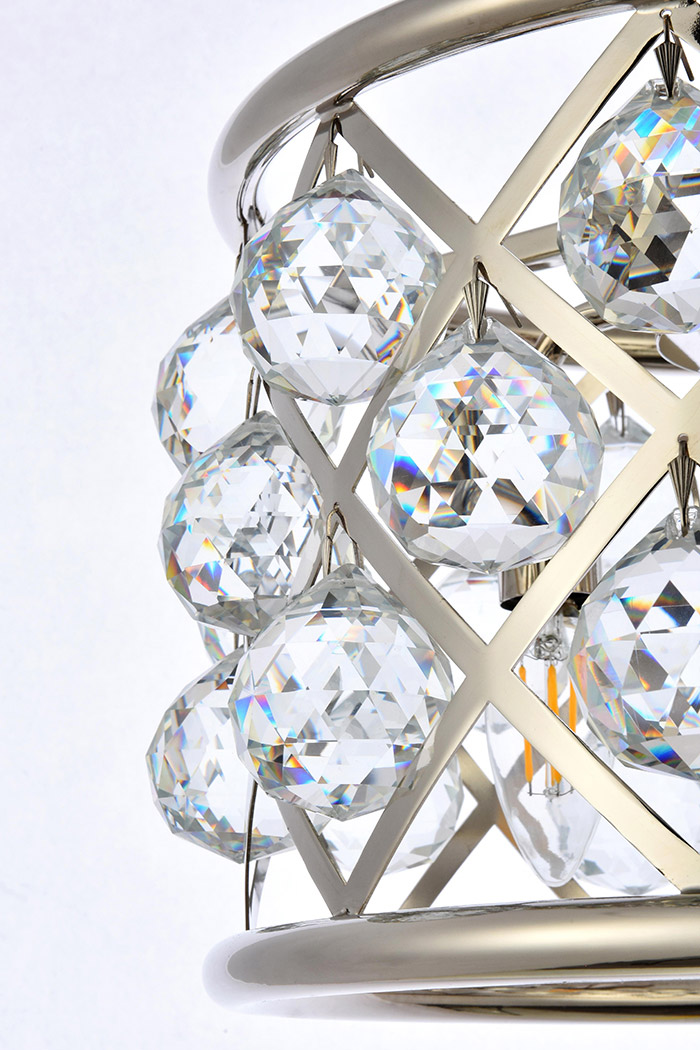 Elegant Crystal Grid Hoop 3 Light Chandelier - Polished Nickel, L 12" (1214D12PN-RC)