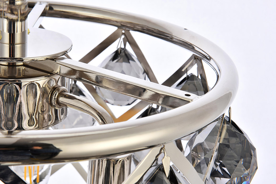 Elegant Crystal Grid Hoop 3 Light Chandelier - Polished Nickel/Silver, L 12" (1214D12PN-SS-RC)