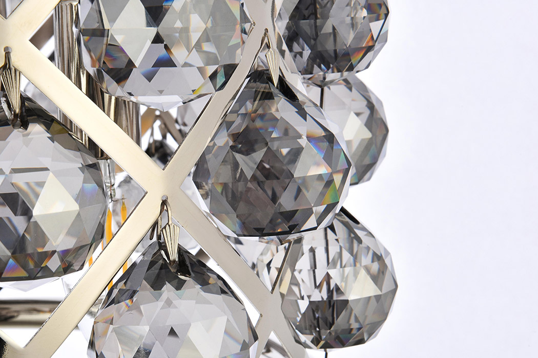 Elegant Crystal Grid Hoop 3 Light Chandelier - Polished Nickel/Silver, L 12" (1214D12PN-SS-RC)