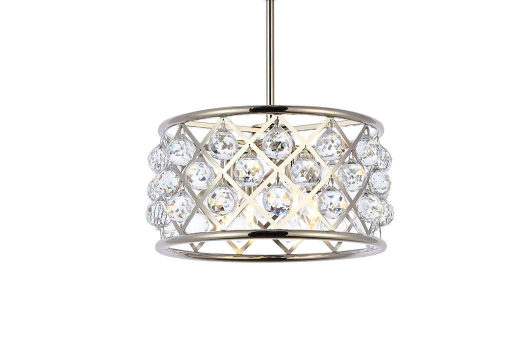 Elegant Crystal Grid Hoop 3 Light Chandelier - Polished Nickel, L 16" (1214D16PN-RC)