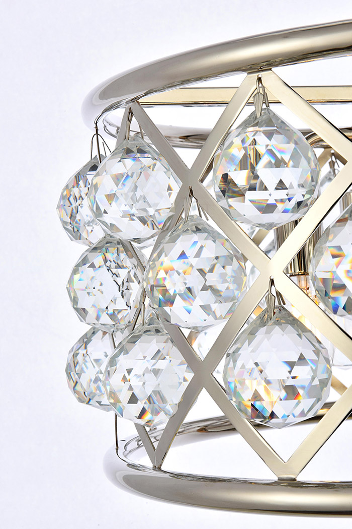 Elegant Crystal Grid Hoop 3 Light Chandelier - Polished Nickel, L 16" (1214D16PN-RC)