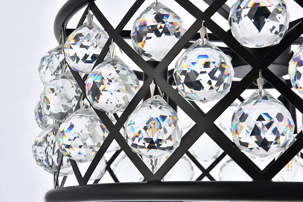 Elegant Crystal Grid Hoop 3 Light Chandelier - Matte Black, L 20" (1214D20MB-RC)
