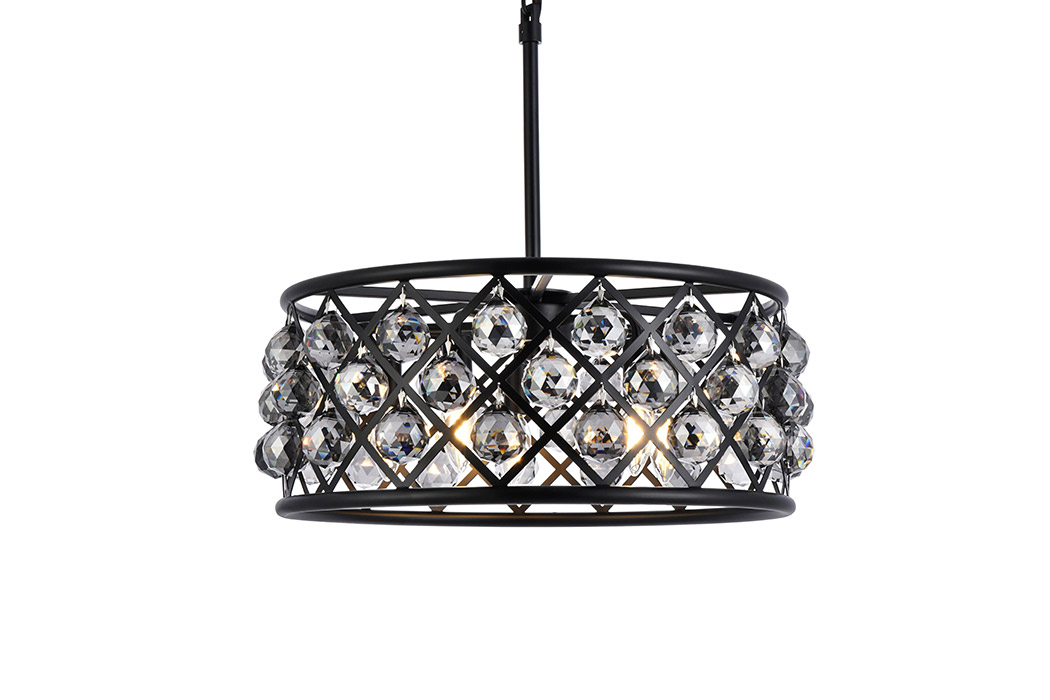 Elegant Crystal Grid Hoop 3 Light Chandelier - Matte Black/Silver, L 20" (1214D20MB-SS-RC)