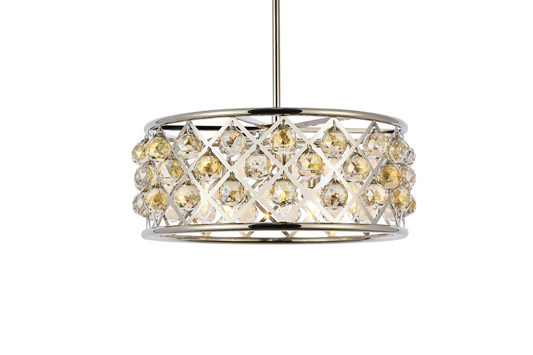 Elegant Crystal Grid Hoop 3 Light Chandelier - Polished Nickel/Gold, L 20" (1214D20PN-GT-RC)
