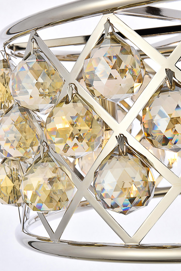 Elegant Crystal Grid Hoop 3 Light Chandelier - Polished Nickel/Gold, L 20" (1214D20PN-GT-RC)