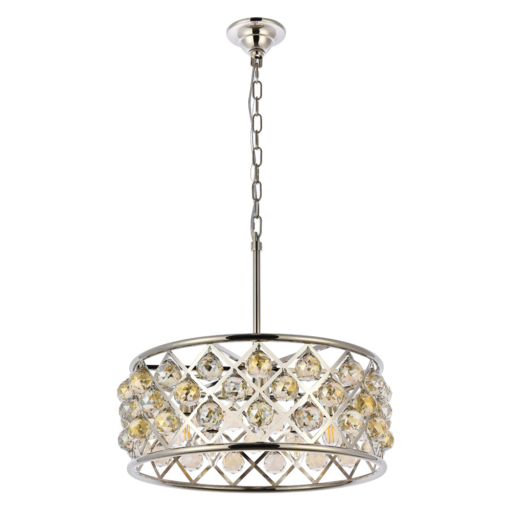 Elegant Crystal Grid Hoop 3 Light Chandelier - Polished Nickel/Gold, L 20" (1214D20PN-GT-RC)