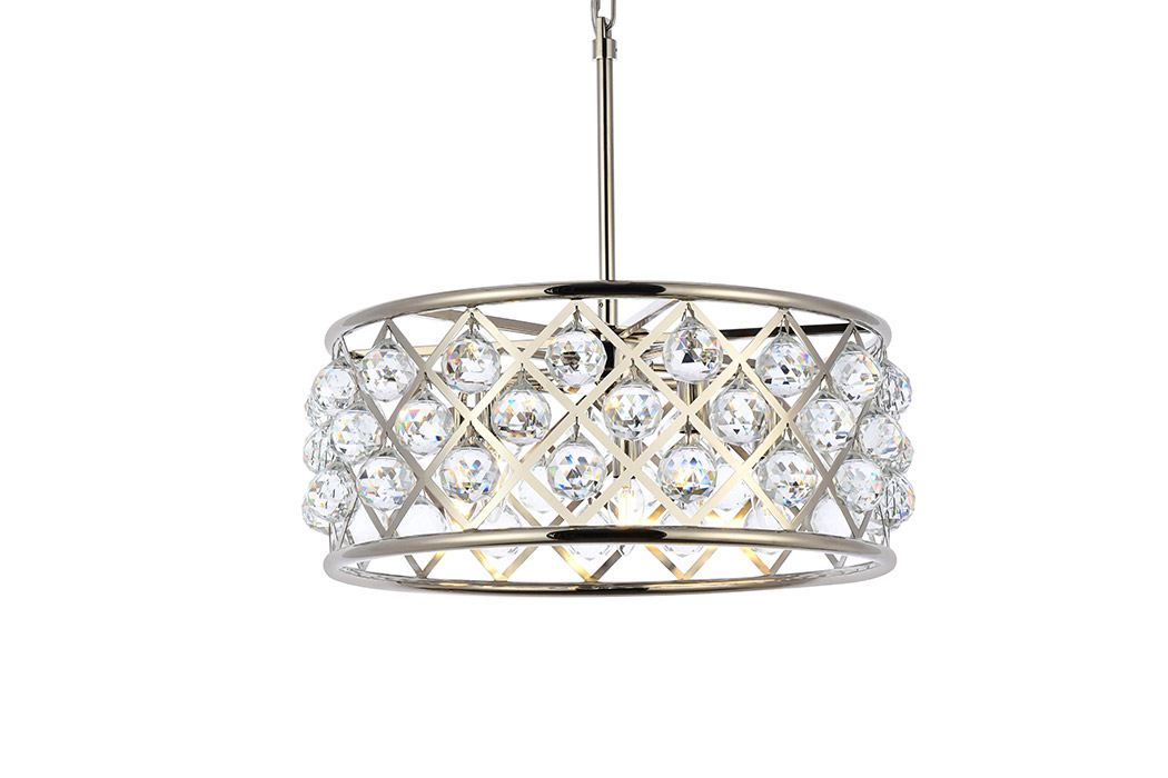 Elegant Crystal Grid Hoop 3 Light Chandelier - Polished Nickel, L 20" (1214D20PN-RC)