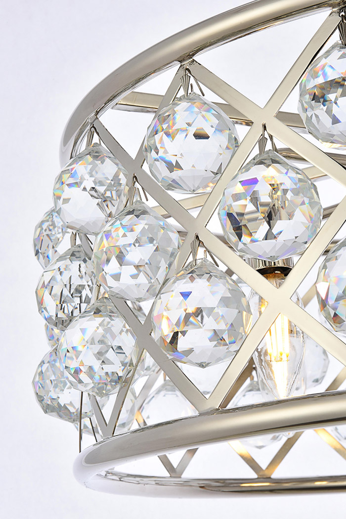 Elegant Crystal Grid Hoop 3 Light Chandelier - Polished Nickel, L 20" (1214D20PN-RC)