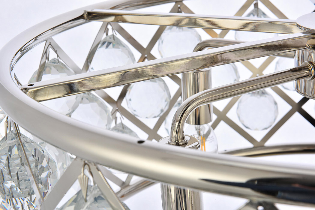 Elegant Crystal Grid Hoop 3 Light Chandelier - Polished Nickel, L 20" (1214D20PN-RC)