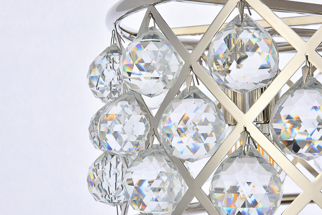 Elegant Crystal Grid Hoop 3 Light Chandelier - Polished Nickel, L 20" (1214D20PN-RC)