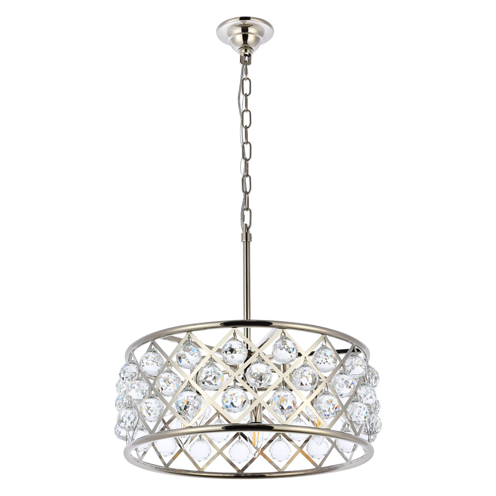 Elegant Crystal Grid Hoop 3 Light Chandelier - Polished Nickel, L 20" (1214D20PN-RC)