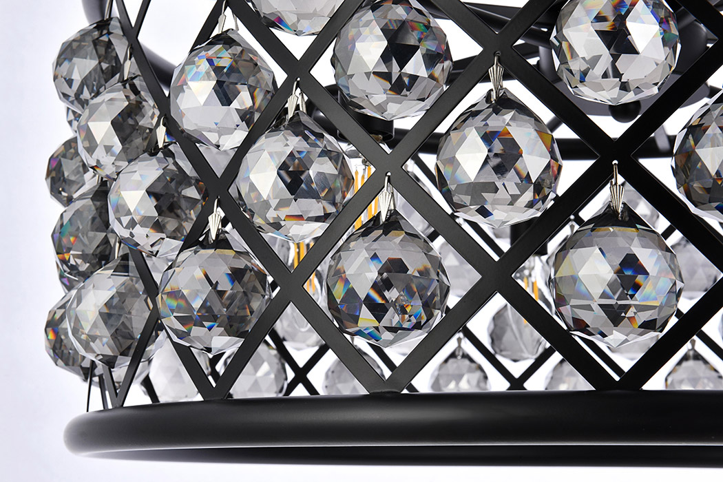 Elegant Crystal Grid Hoop 3 Light Chandelier - Matte Black/Silver, L 25" (1214D25MB-SS-RC)