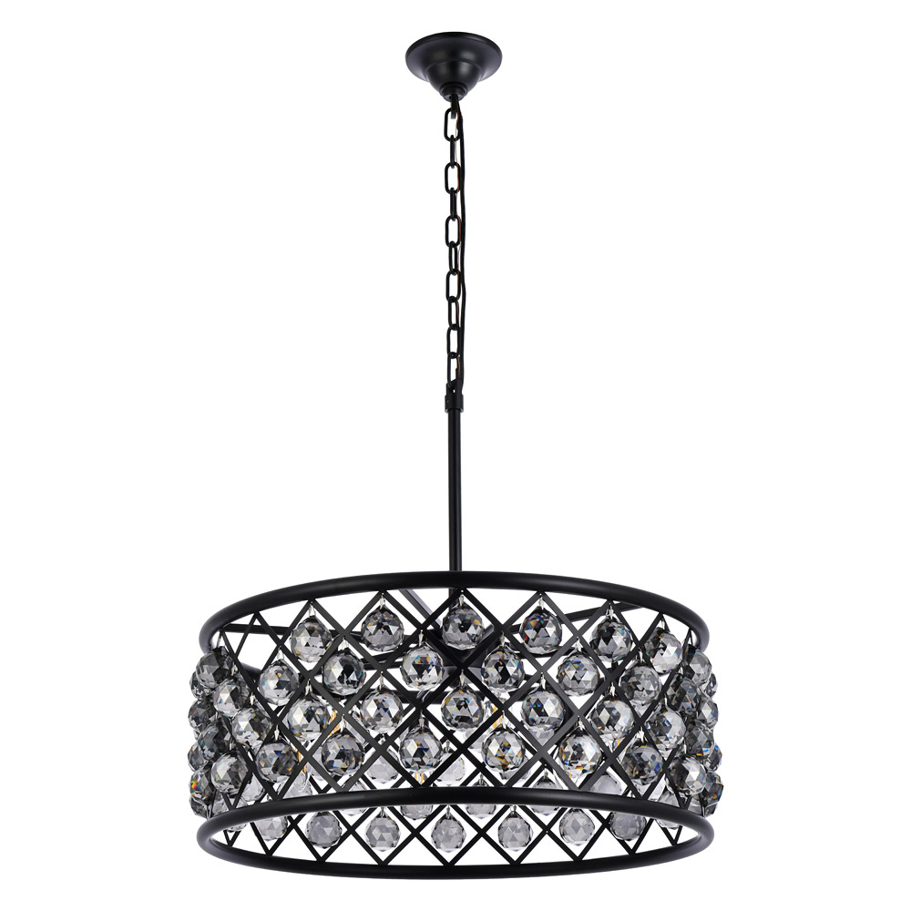 Elegant Crystal Grid Hoop 3 Light Chandelier - Matte Black/Silver, L 25" (1214D25MB-SS-RC)