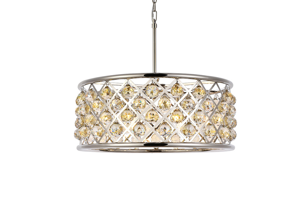 Elegant Crystal Grid Hoop 3 Light Chandelier - Polished Nickel/Gold, L 25" (1214D25PN-GT-RC)