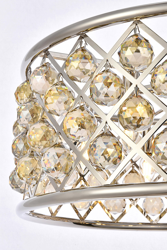 Elegant Crystal Grid Hoop 3 Light Chandelier - Polished Nickel/Gold, L 25" (1214D25PN-GT-RC)