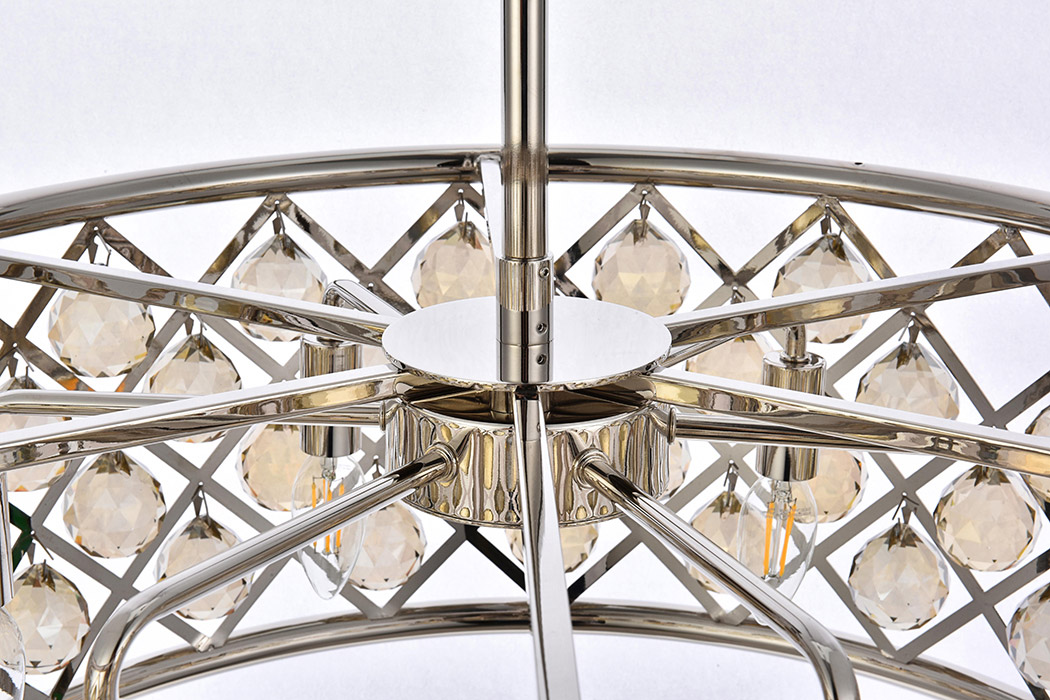 Elegant Crystal Grid Hoop 3 Light Chandelier - Polished Nickel/Gold, L 25" (1214D25PN-GT-RC)