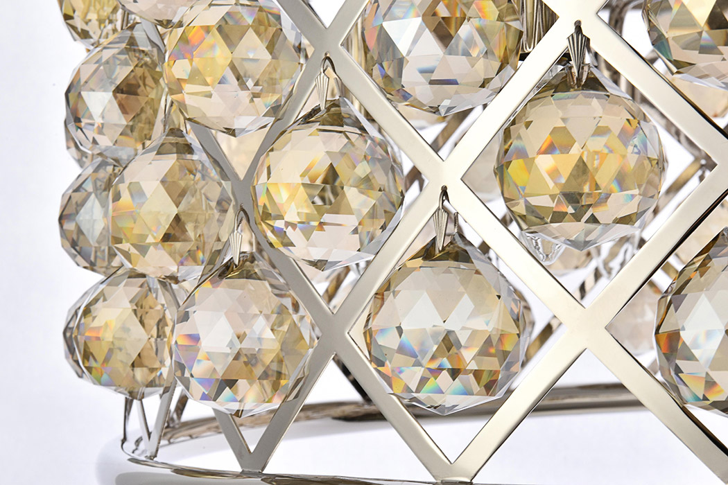 Elegant Crystal Grid Hoop 3 Light Chandelier - Polished Nickel/Gold, L 25" (1214D25PN-GT-RC)