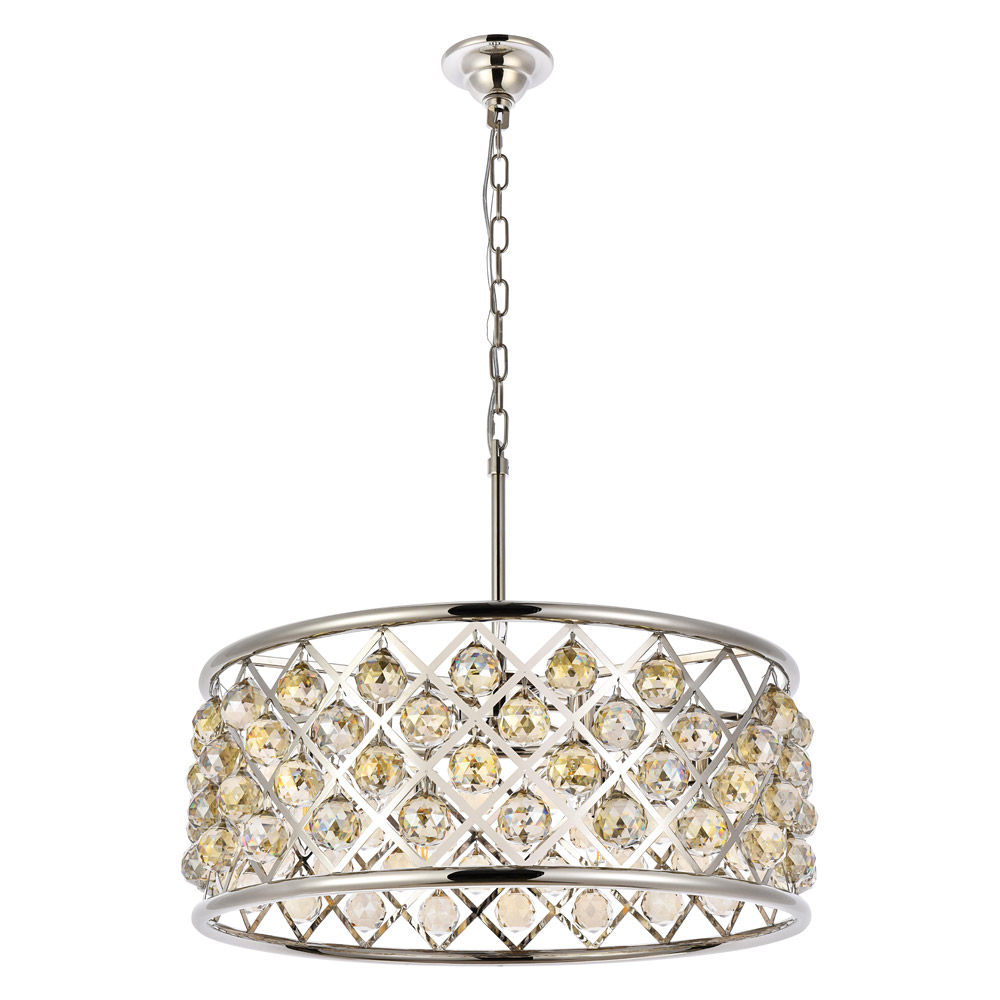 Elegant Crystal Grid Hoop 3 Light Chandelier - Polished Nickel/Gold, L 25" (1214D25PN-GT-RC)